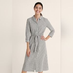 Purple Snow Black White‎ Striped Button Up Midi Casual Shirt Dress Size Small